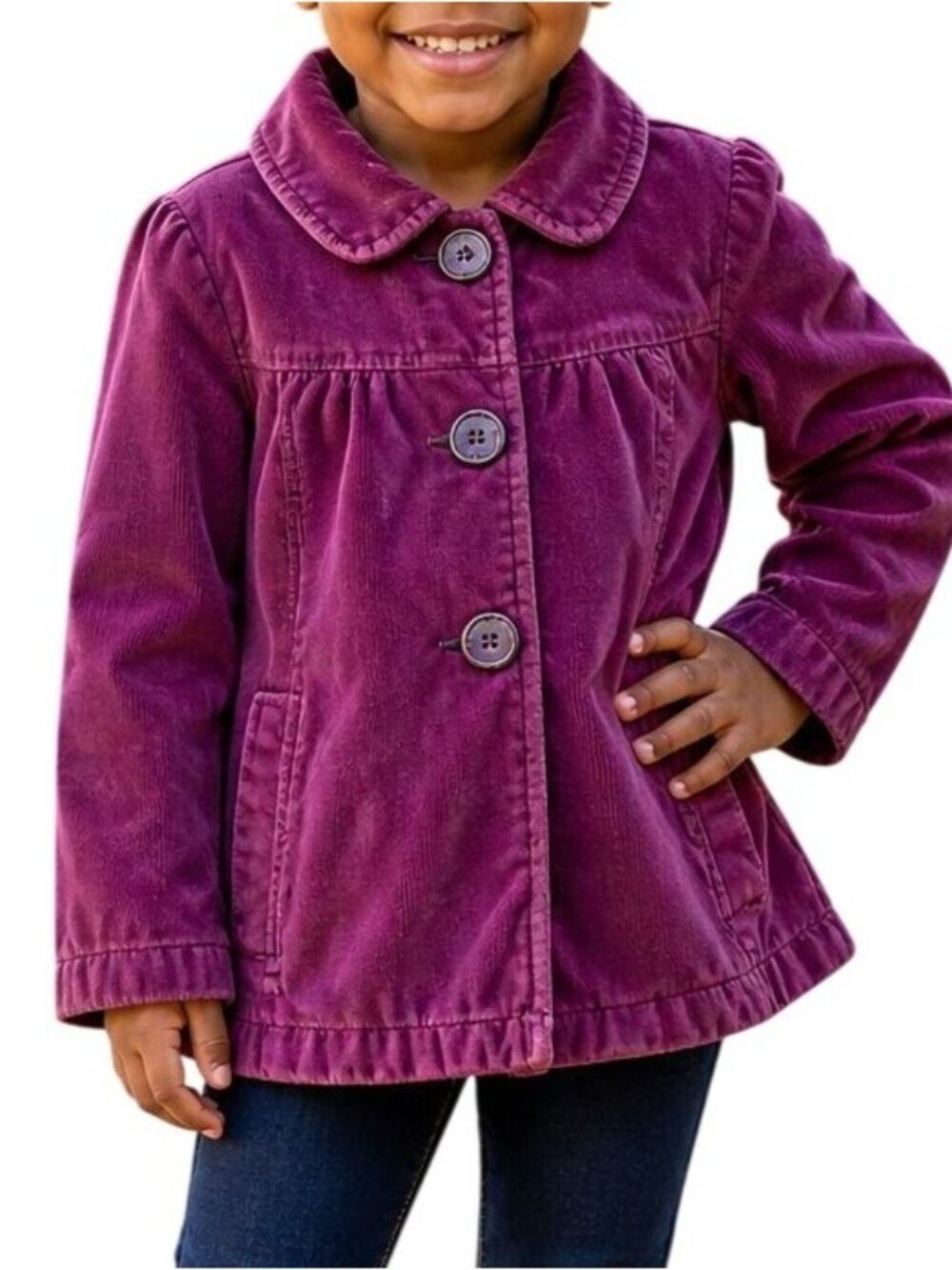 Cherokee Girls Size 4T Jacket Corduroy Purple Polka Dot Lining Adorable Stylish